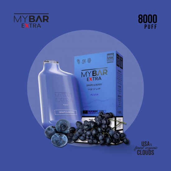 My Bar Extra 8000 Puffs Grape Blueberry My Bar Extra 8000 Puffs Grape Blueberry